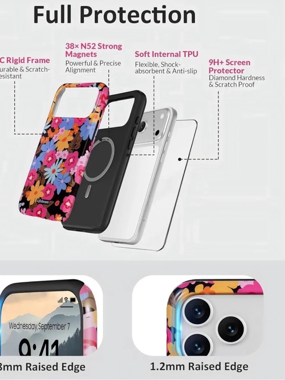 For iPHONE PRO MAX17 Floral Magnetic MagSafe Compatible Phone Case -NEW IN BOX 💫